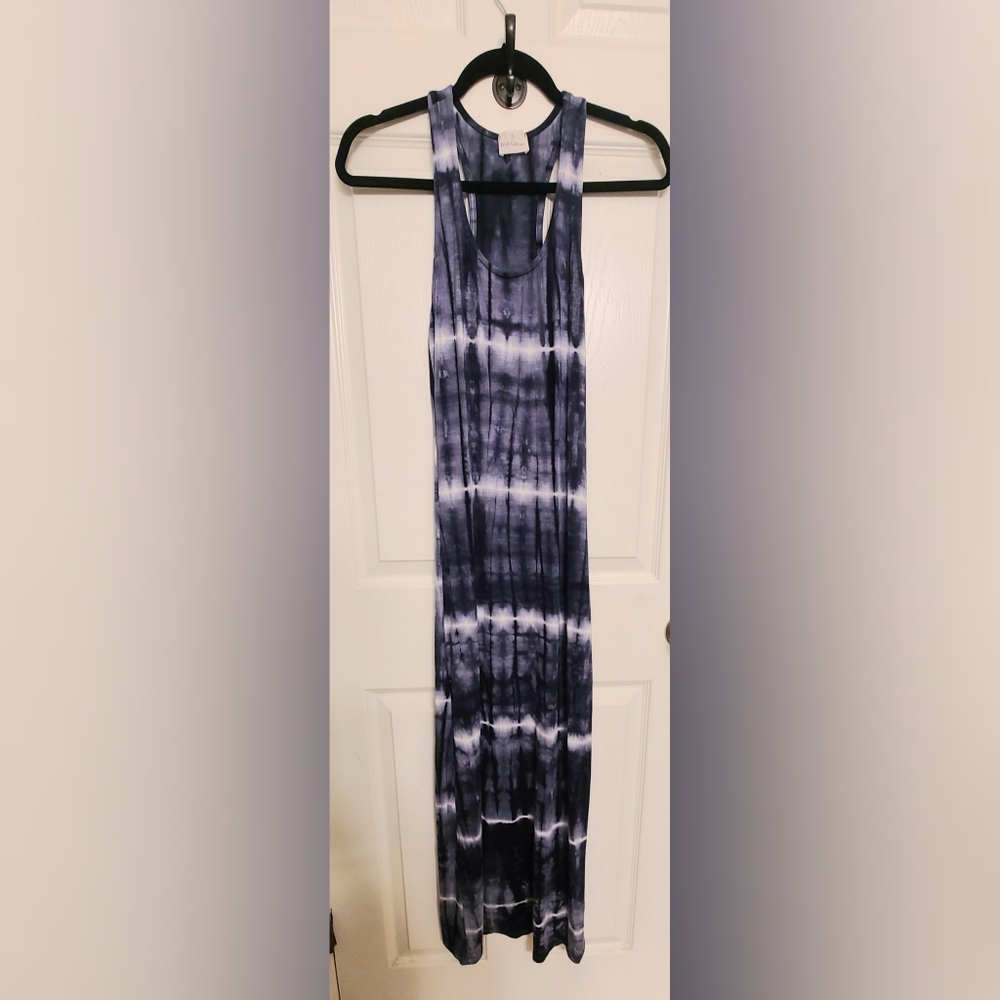 Navy & white tie dye maxi dress